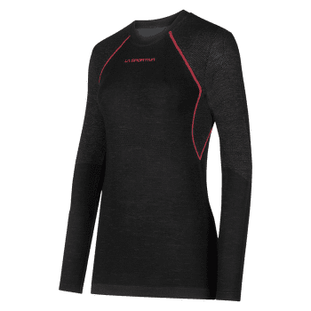 Koszulka z długim rękawem La Sportiva WOOL40 AERO LONGSLEEVE Women Black/Hibiscus