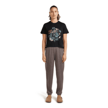 Koszulka z krótkim rękawem Icebreaker Merino 150 Tech Lite SS Crop Tee NZ Flora Women ECRU HTHR