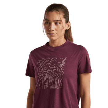 Koszulka z krótkim rękawem Icebreaker Merino 150 Tech Lite SS Crop Tee Great Heights Women DK BERRY
