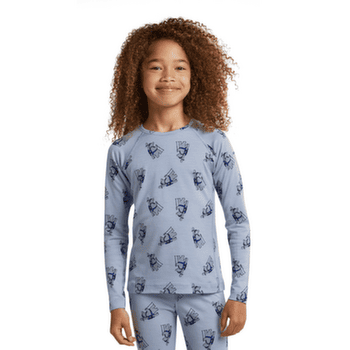 Koszulka z długim rękawem Icebreaker Merino 200 Oasis LS Crewe Bear Tour AOP Kids ZINC BLUE/AOP