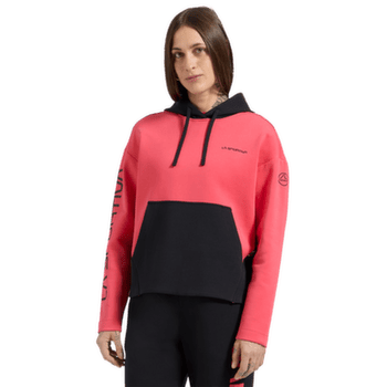 Bluza La Sportiva PODIUM HOODY BIG LOGO Women Black/Hibiscus