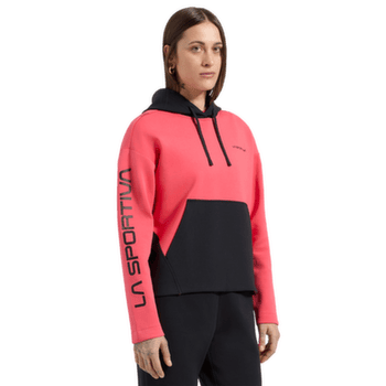 Bluza La Sportiva PODIUM HOODY BIG LOGO Women Black/Hibiscus