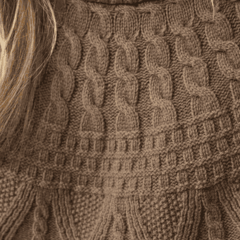 Sweter Fjällräven Övik Solid Jacquard Knit Women Suede Brown