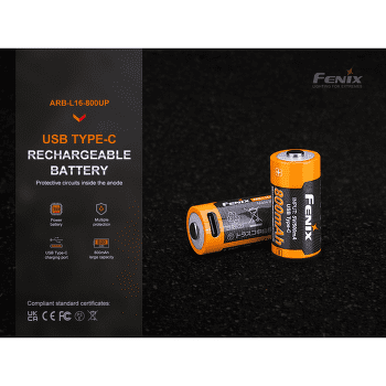 Baterie Fenix RCR123A 800 mAh USB-C Li-ion