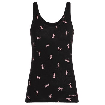 Tank top Icebreaker Merino 150 Siren Tank Snow Day women BLACK/ACID PINK/AOP