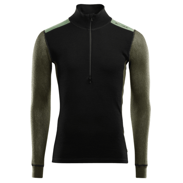 Koszulka z długim rękawem Aclima WoolNet Mockneck Shirt Men Jet Black / Olive Night / Dill