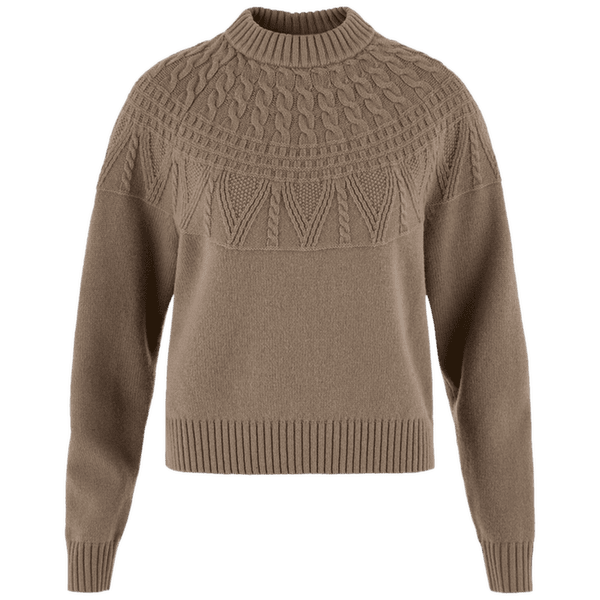 Sweter Fjällräven Övik Solid Jacquard Knit Women Suede Brown
