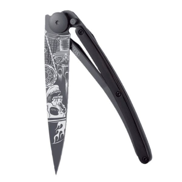 Nóż Deejo Tattoo Black Ride or Die – Ebony wood