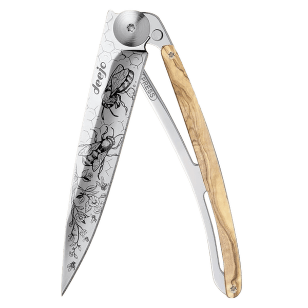 Nóż Deejo Tattoo Mirror olive wood Bees
