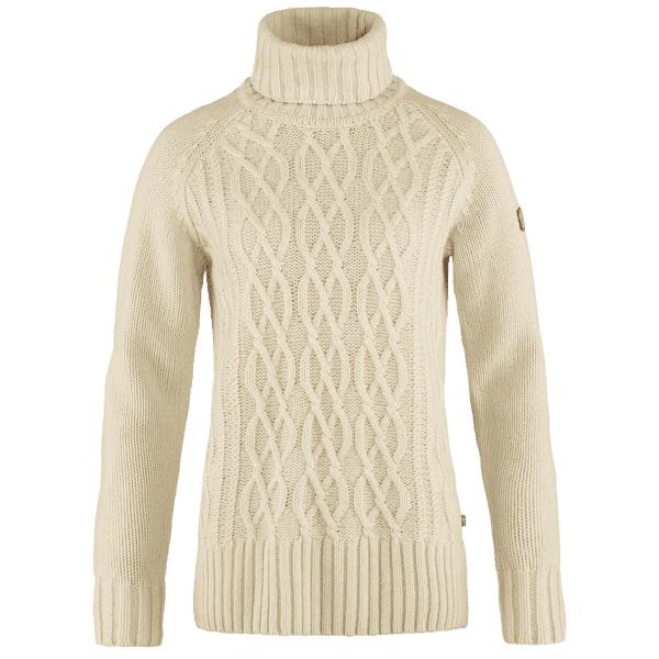 Sweter Fjällräven Övik Cable Knit Roller Neck Women Chalk White