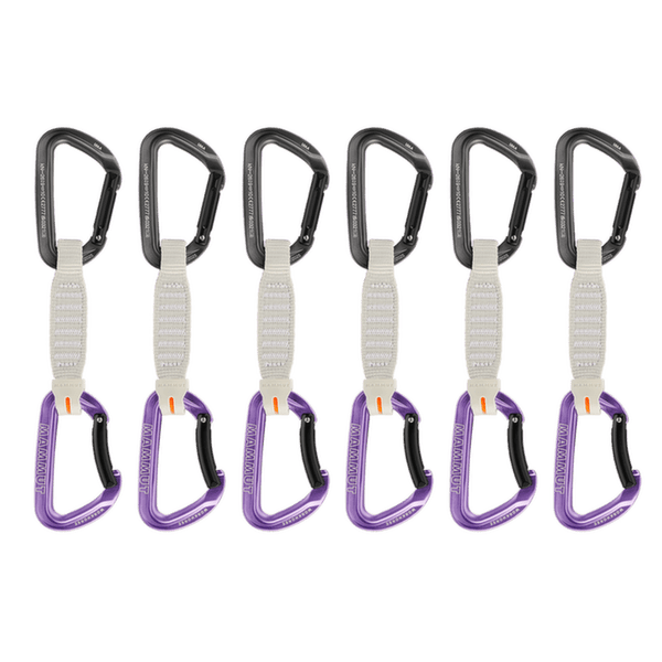 Expresy kompletne Mammut Workhorse Keylock 12 cm 6-Pack Quickdraws Straight Gate/Bent Gate Key Lock grey-alpine