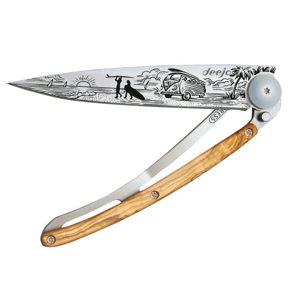 Nóż Deejo Tattoo Van life olive wood