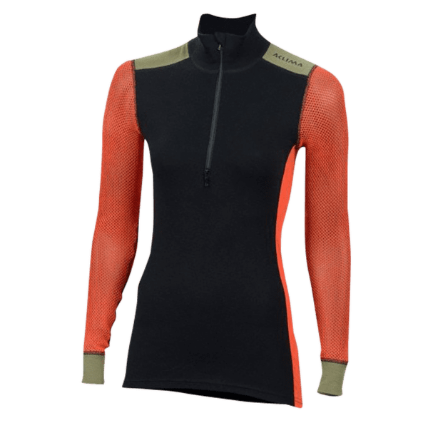 Koszulka z długim rękawem Aclima WoolNet Hiking Mock Neck shirt Women Jet Black/Poinciana/Capulet