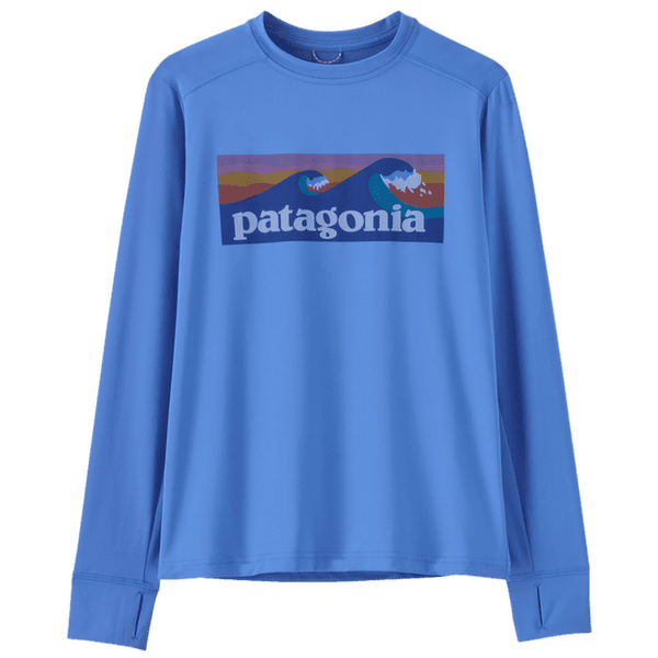 Koszulka z długim rękawem Patagonia Long-Sleeved Cap Silkweight T-Shirt Kids Boardshort Logo: Abundant Blue