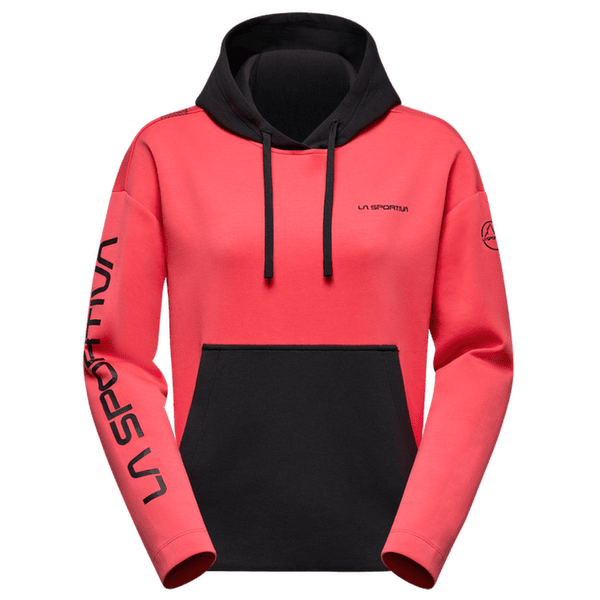 Bluza La Sportiva PODIUM HOODY BIG LOGO Women Black/Hibiscus