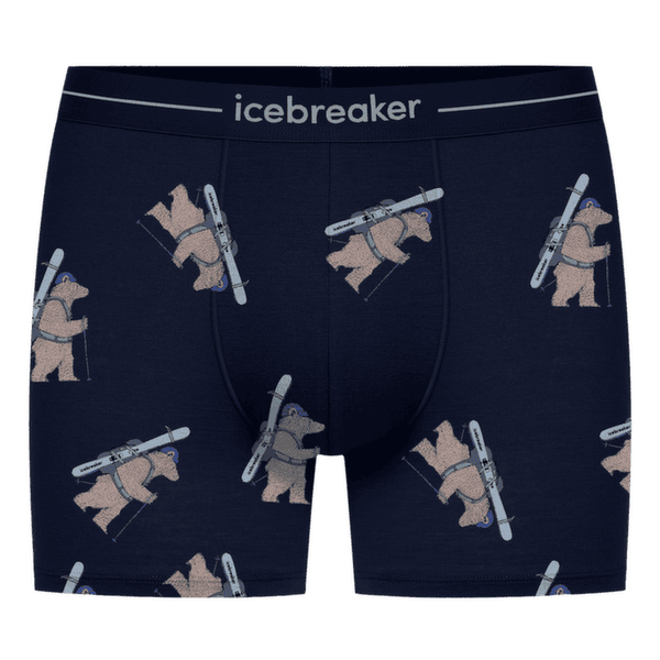 Bokserki Icebreaker Merino 150 Anatomica Boxers Bear Tour AOP Men Midnight Navy