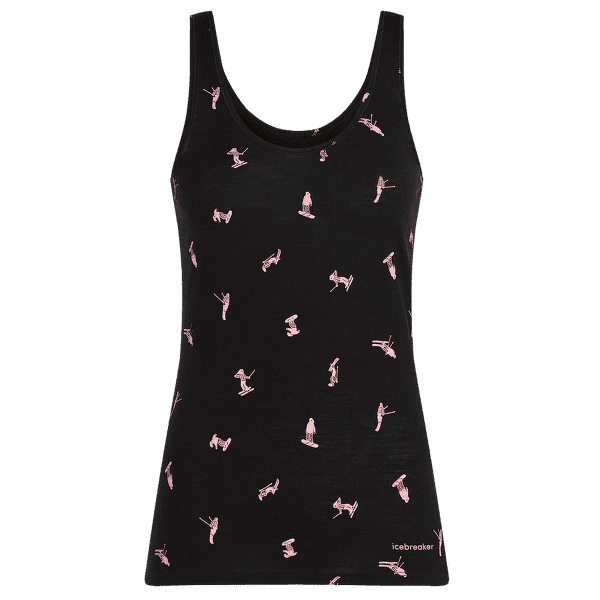 Tank top Icebreaker Merino 150 Siren Tank Snow Day women BLACK/ACID PINK/AOP