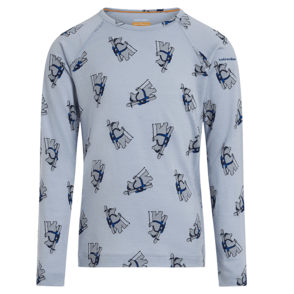 Koszulka z długim rękawem Icebreaker Merino 200 Oasis LS Crewe Bear Tour AOP Kids ZINC BLUE/AOP