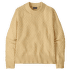 Recycled Wool Crewneck Sweater Women Chevron Cable: Natural