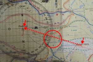 Přenos azimutu do mapy pomocí folie